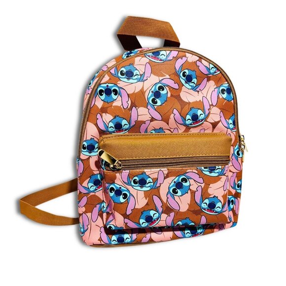 Disney Lilo & Stitch - Stitch Faces & Tropical Leaves Bioworld Mini Backpack NEW main image 4